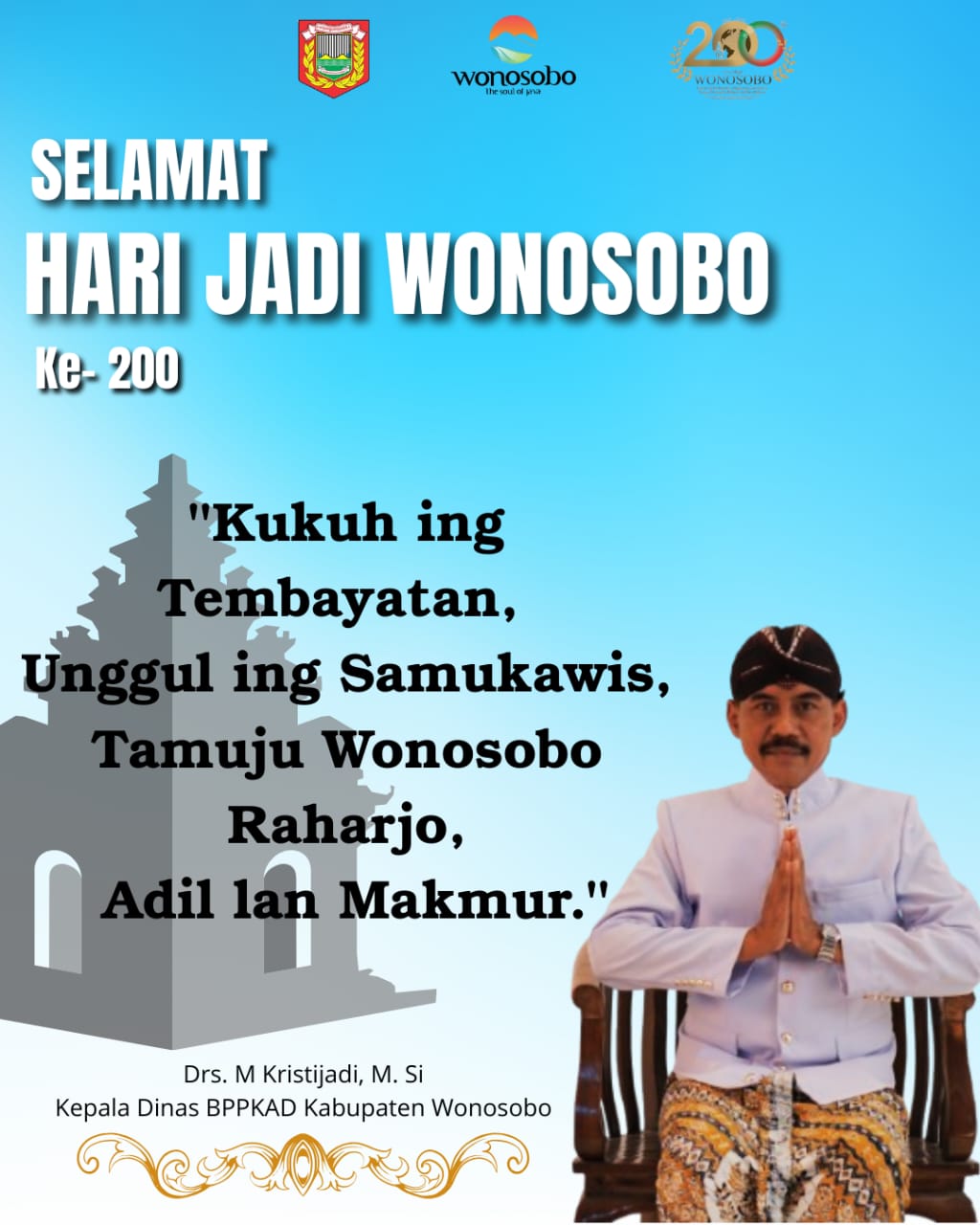 BPPKAD KABUPATEN WONOSOBO mengucapkan selamat hari jadi Wonosobo yang 
